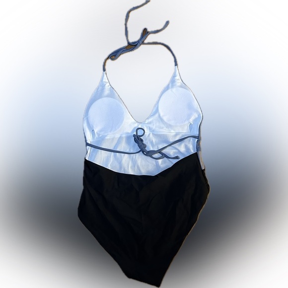 One piece Double Tie Halter Bathing Suit - Picture 3 of 6